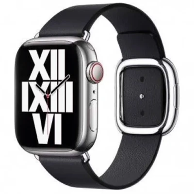 Abbildung von Apple Watch Armband Original Echtes Leder Blau Geeignet für Series 1 bis 9 / SE (38/40/41 mm) 10 (42 Größe L