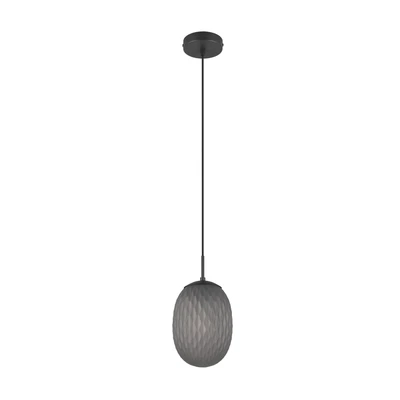Abbildung von TRIO Leuchten Pendelleuchte "FACETTE, Hängeleuchte mit facettiertem Glasschirm in rauchgrau Ø 18cm" E27 1 Stk. warmweiß - kaltweiß exkl. Leuchtmittel max 25W, Höhe einstellbar 150cm
