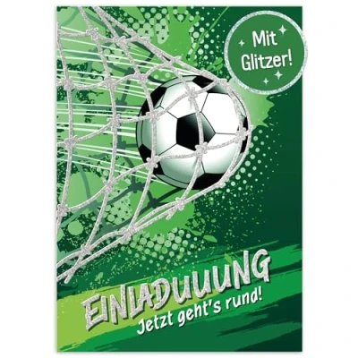 Abbildung von 12 x Einladungskarten Kindergeburtstag A6 &quot;Fußball&quot; Party Einladungen für Kinder, Geburtstags von Lernfreunde nachhaltig &amp; klimafreundlich