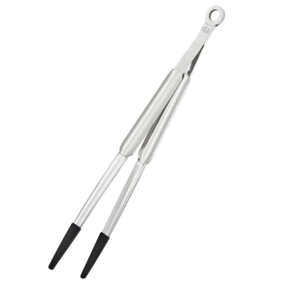 Abbildung von RÖSLE Spitzzange Silikon, Hochwertige Zange zum gezielten Greifen und Wenden beim Kochen oder Grillen, Edelstahl 18/10, Spülmaschinengeeignet, 32 cm, Schwarz / Silbern