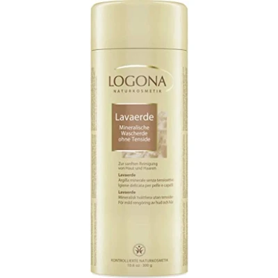 Abbildung von LOGONA Naturkosmetik Lavaerde Pulver, reinigende Tonerde für Haar &amp; Körper, Masken Peelings, Wascherde bei empfindlicher Kopfhaut und Schuppen, Ghassoul ohne Tenside, Natürlich Vegan, 300g