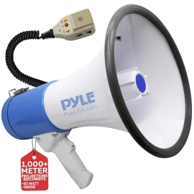 Abbildung von Pyle Megaphon mit Sirene, Signalhorn Siren Megaphone Megafon Aufnahmefunktion &amp; Aufladbare Batterie, Handsirene als Polizei Fußball Hupe Tröten zum Anfeuern, Kinder Erwachsene