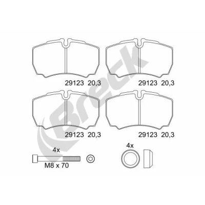Abbildung von BRECK 29123 00 703 Bremsbelagsatz für Verschleißwarnanzeiger vorbereitet IVECO: DAILY 6 , 4 Kasten/Kombi, Pritsche/Fahrgestell