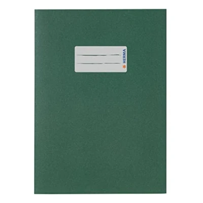 Abbildung von HERMA 5505 Heftumschlag A5 Papier Grün, Hefthülle mit Beschriftungsfeld aus extrem kräftigen &amp; satten Farben, Heftschoner für Schulhefte, farbig