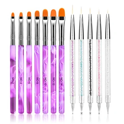 Abbildung von URAQT Pinselset für Nailart, 12 teilig Acryl Gel Nagel Pinsel Set, Nagelpinsel, Nägel, Gelnägel Nageldesign, Nail Art Dotting Stift Malerei