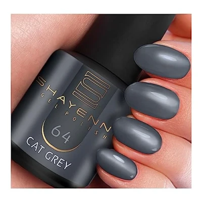 Abbildung von SHAYENNE Shellac Gel Nagellack 15 ml für UV LED Lampe 64 Cat Grey Grau MADE in GERMANY Nail Polish for Lamp Nagel Lack Gellack Nagelgel