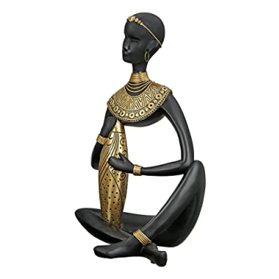 Abbildung von GILDE Deko Figur Skulptur aus Kunstharz afrikanische Dekoration Safari Farbe: schwarz Gold Höhe 32,5 cm