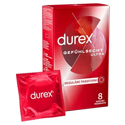Abbildung von Durex Gefühlsecht Ultra Kondome Extra dünne Spitze &amp; mit Silikongleitgel befeuchtet 8er Pack (1 x 8 Stück)