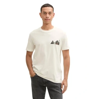 Abbildung von TOM TAILOR Herren T Shirt mit Fotoprint, 10332 Off White, L
