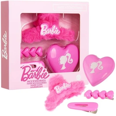 Abbildung von Barbie Haarschmuck Set für Mädchen Haarspangen, Klappbürste &amp; Haarklammer