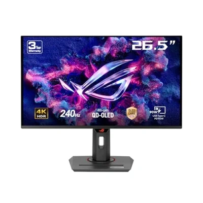 Abbildung von ASUS ROG Strix OLED XG27UCDMG 27 Zoll 4K UHD Gaming Monitor 240 Hz, 0.03ms GtG, G Sync, FreeSync, AdaptiveSync, DisplayHDR 400TB 16:9, 3840x2160, DP 1.4 DSC, HDMI 2.1, 90W USB C, Hub, Ergo.
