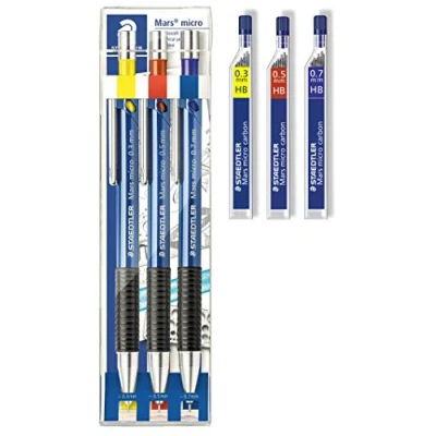 Abbildung von Staedtler 775SCWP3 Marsmicro 0,3 0,7 3er Set farbig (1, inkl. Minen 03 HB?05 HB?07HB)