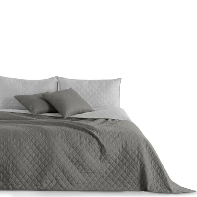 Abbildung von DecoKing 29831 Tagesdecke 170 x 210 cm stahl anthrazit grau silber Bettüberwurf zweiseitig pflegeleicht steel silver grey dimgray Axel