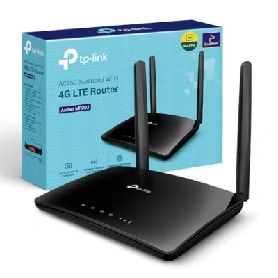 Abbildung von TP Link Archer MR202 LTE Router, 4G Router SIM Karte, WLAN Dual Band AC750, Cat4 bis zu 150 Mbit/s, 4 Ports, Plug and Play, MU MIMO, One Mesh