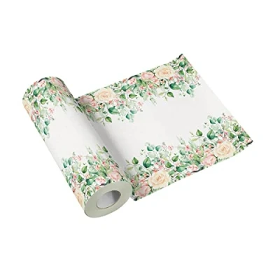 Abbildung von PAW Tischläufer aus Airlaid (40 cm x 24 m) I Tischdeko für Kommunion, Konfirmation, Hochzeit, Geburtstag, Gartenparty, Taufe Tischband Blumen, Blätter Farbe: Floral Moments