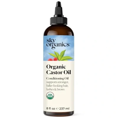 Abbildung von Sky Organics Bio Rizinusöl Volumengebendes Haaröl Kopfhaut, Wimpern, Brauen Reines kaltgepresst Natürlicher Conditioner Omega Fettsäuren, Vegan Schönheit, Haarpflege 8 Unzen