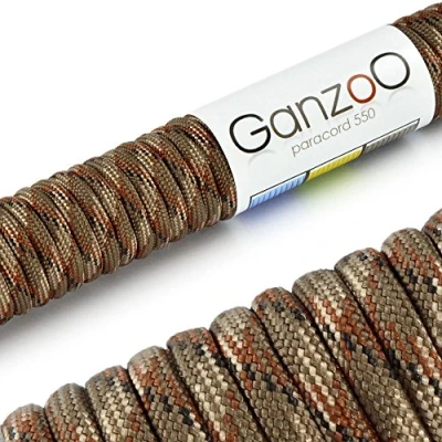 Abbildung von Ganzoo Paracord 550 Seil 4mm Outdoor Schnur / 30 Meter/Typ 3 Nylon &amp; Polyester/ 7 Innenstränge/Allzweckseil für Hundehalsband/Hundeleine Knüpfen/Camping Survival/Camouflage