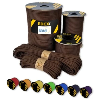 Abbildung von EdcX Paracord 4 mm, 35+ Volltonfarben (10 m, 15 30 50 100 300 m) Ideal zum Basteln, Camping, Outdoor 100% Nylonseil mm Taktische Schnur 550 Typ III (Chocolate, 10