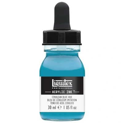 Abbildung von Liquitex 4260470 flüssige Professional Acrylfarben Ink, Tusche, 30 ml, hochpigmentierte Airbrushfarbe, cölinblau farbton