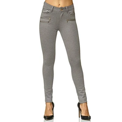 Abbildung von Elara Damen Stretch Hose Skinny Fit Jegging Chunkyrayan H86 21 Grey 34 (XS)