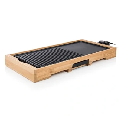 Abbildung von Tristar BP 2641 Bambus XL Kombinierter Grill mit Teppanyaki 51 x 25,4 cm