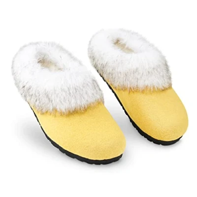 Abbildung von DUNLOP Hausschuhe Damen Plüsch, Pantoffeln mit Anti Rutsch Sohle, 37 41 (41 EU, Senffarben, numeric_41)