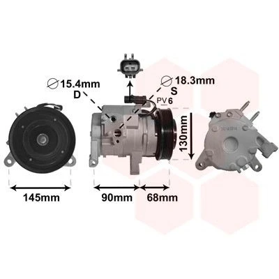 Abbildung von VAN WEZEL 2100K133 Kompressor 10S17E 12 PAG 46 R 134a JEEP: GRAND CHEROKEE 3