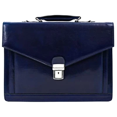 Abbildung von Time Resistance Aktentasche für Herren 100% Leder Handgefertigt in Italien Arbeitstasche Laptoptasche Businesstasche Stylische Umhängetasche