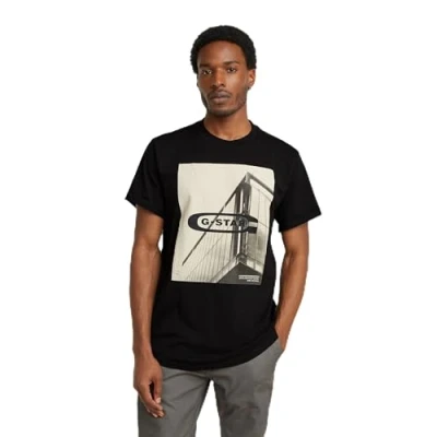 Abbildung von G Star Oldskool LOGO LASH Tshirt print, Herren, Größe: Medium, Dk black