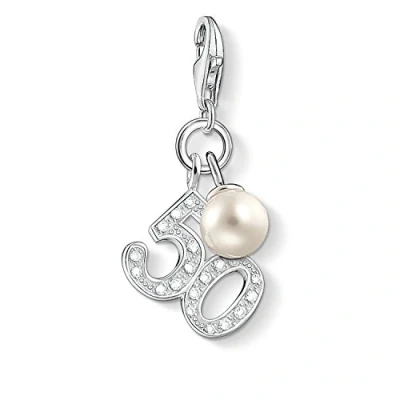 Abbildung von Thomas Sabo Damen Charm Anhänger Zahl 50 Perle Club 925 Sterling Silber 1241 167 14