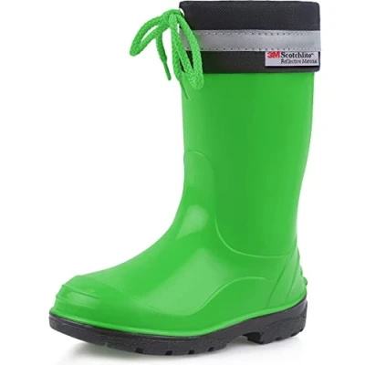 Abbildung von Ladeheid Kinder Gummistiefel mit Stulpe Regenstiefel für Jungen und Mädchen LA 972 (Grün/Schwarz, 32 EU)