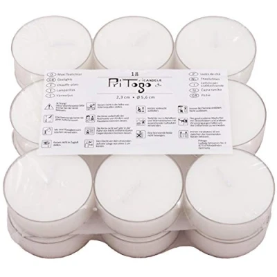 Abbildung von Pritogo Maxi Teelichter (18 Stück) Kunststoffhülle Brenndauer: 5 Std. XXL Ø 5,8 * 2,2 cm Jumbo Teelichte Plastikschale unbeduftet