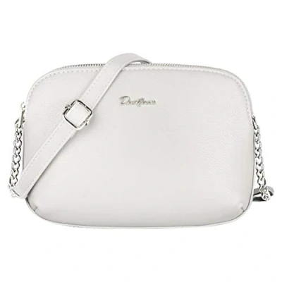Abbildung von David Jones Damen Mittelgroße Umhängetasche Viele Fächer Frau Kleine Schultertasche Zip Reißverschluss PU Leder Multi Taschen Handtasche Messenger Crossbody Bag Handy Praktisch Mode Weiß