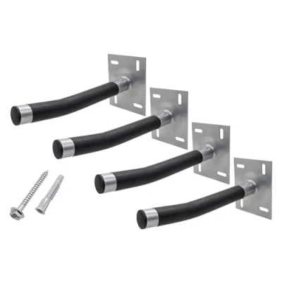 Abbildung von GALLUNOPTIMAL Autoreifen Wandhalter Set für 4 Felgen mit Schrumpfschlauch Überzug Halter Autorad Wandhalterung bis 50kg je Felgenhalter Wandmontage inkl. Befestigungsmaterial