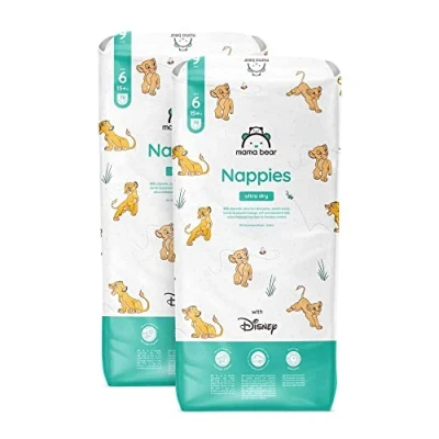 Abbildung von Amazon Marke: Mama Bear Disney Ultra Dry Windeln Größe 6 (15+ kg) MONATSBOX, Weiß, 140 Stück (2 Packungen mit 70)