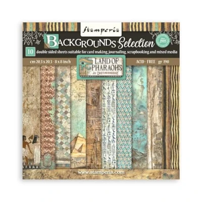 Abbildung von Stamperia Scrapbook Paper Pad for Scrapbooking, Albums, Card Making, Bullet Journals, and More, Acid Free, Double Sided, Perfect Crafts Gifting (Land of Pharaohs Background) (20.3 x 20.3cm)