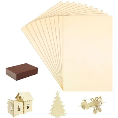 Abbildung von Belle Vous 10er Pack Sperrholz 2mm Holz zum Basteln 20 x 30 cm Unbearbeitetes Brandmalerei DIY Gravieren, Laserschneiden, Malen, Laubsägearbeiten &amp;