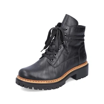 Abbildung von Rieker Damen Schnürstiefeletten 72603, Frauen Stiefeletten,halbstiefel,Kurzstiefel,uebergangsschuhe,uebergangsstiefel,schwarz (00),37 EU / 4 UK