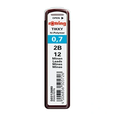 Abbildung von rOtring Tikky Druckbleistift Nachfüllminen 0,7 mm 2B 10 Stück (120 Minen)