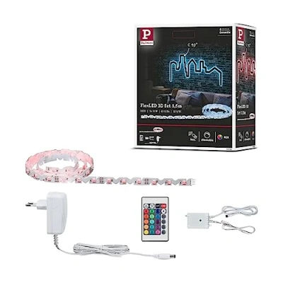Abbildung von Paulmann 78964 LED Stripe FlexLED 3D Basisset 1,5m RGB incl. 1x11 Watt dimmbar Lichtband Weiß Lichtstreifen Kunststoff Band