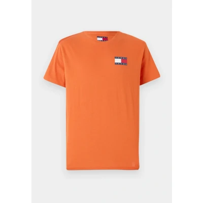 Abbildung von Tommy Jeans SLIM Essential FLAG TEE Tshirt print, Herren, Größe: 44, Voyager orange