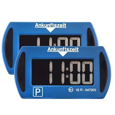 Abbildung von Needit 2X elektronische Parkscheibe Park Mini I automatische elektrisch mit Zulassung vom Kraftfahrt Bundesamt Digitale Parkuhr 2 Displays maximale Funktion in minimalem Format