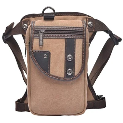 Abbildung von Leinen Drop Beinbeutel für Herren Frauen Motorrad Oberschenkel Bauchtasche Hüfttasche Reisen Angeln Wandern Reiten Radfahren Im Freien Multifunktionsbeutel Khaki