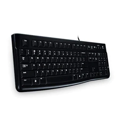 Abbildung von Logitech K120 Kabelgebundene Business Tastatur für Windows und Linux, USB Anschluss, Leises Tippen, Robust, Spritzwassergeschützt, Tastaturaufsteller, Ukrainisches Layout Schwarz