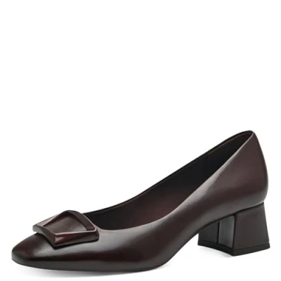 Abbildung von Tamaris Damen Pumps Leder Blockabsatz; MAHOGANY LEATHER/braun; 37 EU