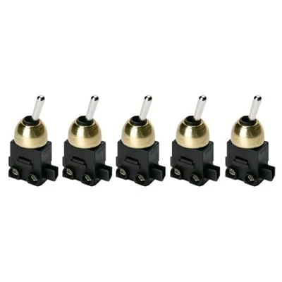 Abbildung von ORION LIGHTSTYLE 5x Einbauschalter Kippschalter 5 Stück ON/OFF Ein/Aus 250V Leuchten 1polig 2(1) A LS 2 gold Lampen Tischlampen Wandleuchten (Messing)