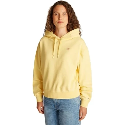 Abbildung von Tommy Hilfiger Contrast FLAG Hoodie Sweatshirt, Damen, Größe: XXS, Citronella