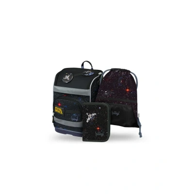 Abbildung von Baagl Zippy PLUS Pixel Space Set 3 Schulranzen für Kinder, Größe: One Size, Schwarz