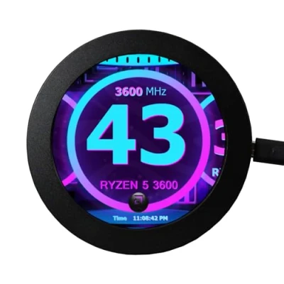 Abbildung von VSDISPLAY 2,8 Zoll 7,1 cm 480 x IPS 450 nit LCD Kreismonitor, Mini HDMI Videoanschluss, Micro USB Stromversorgung, für DIY CPU, GPU Temperatur, PC Gehäuse Display