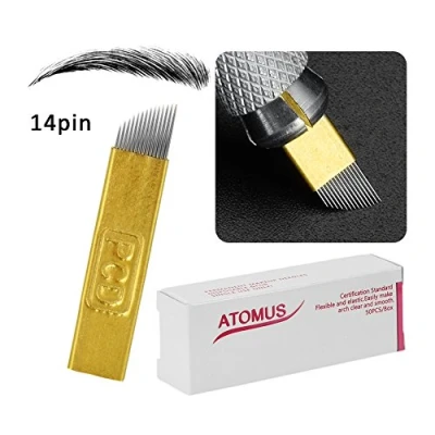 Abbildung von ATOMUS 50 StüCke Microblading Nadeln 14pin Liner Permanent Make Up Augenbraue (gold)